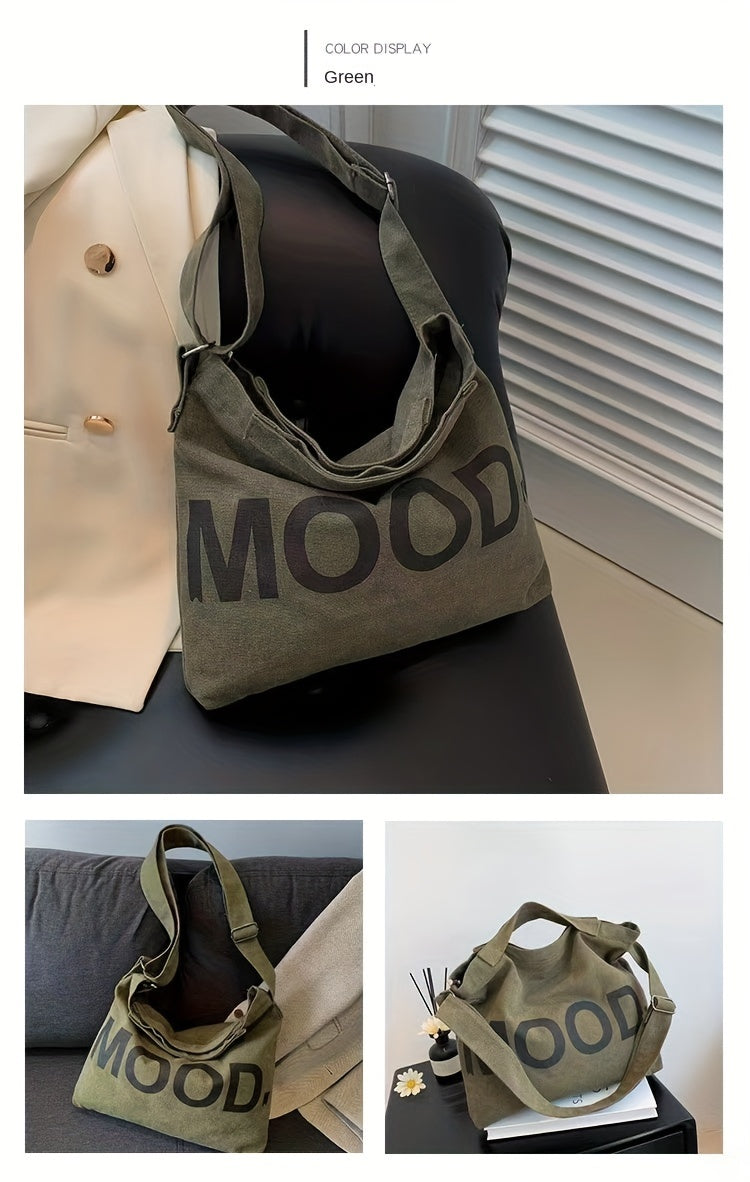 Letter Canvas Crossbody Bag