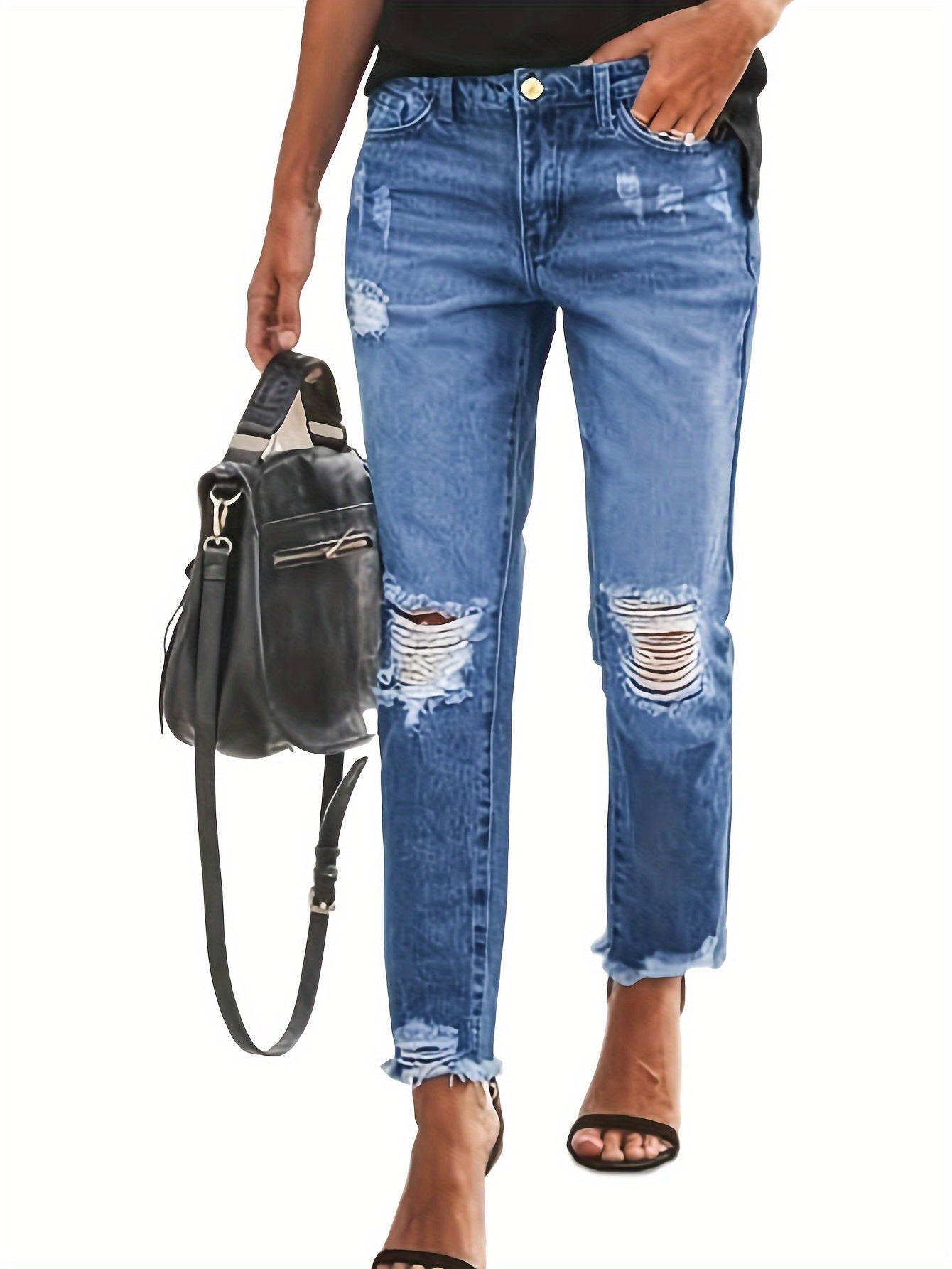 Boyfriend Stretchy Ripped Distressed Denim Pants