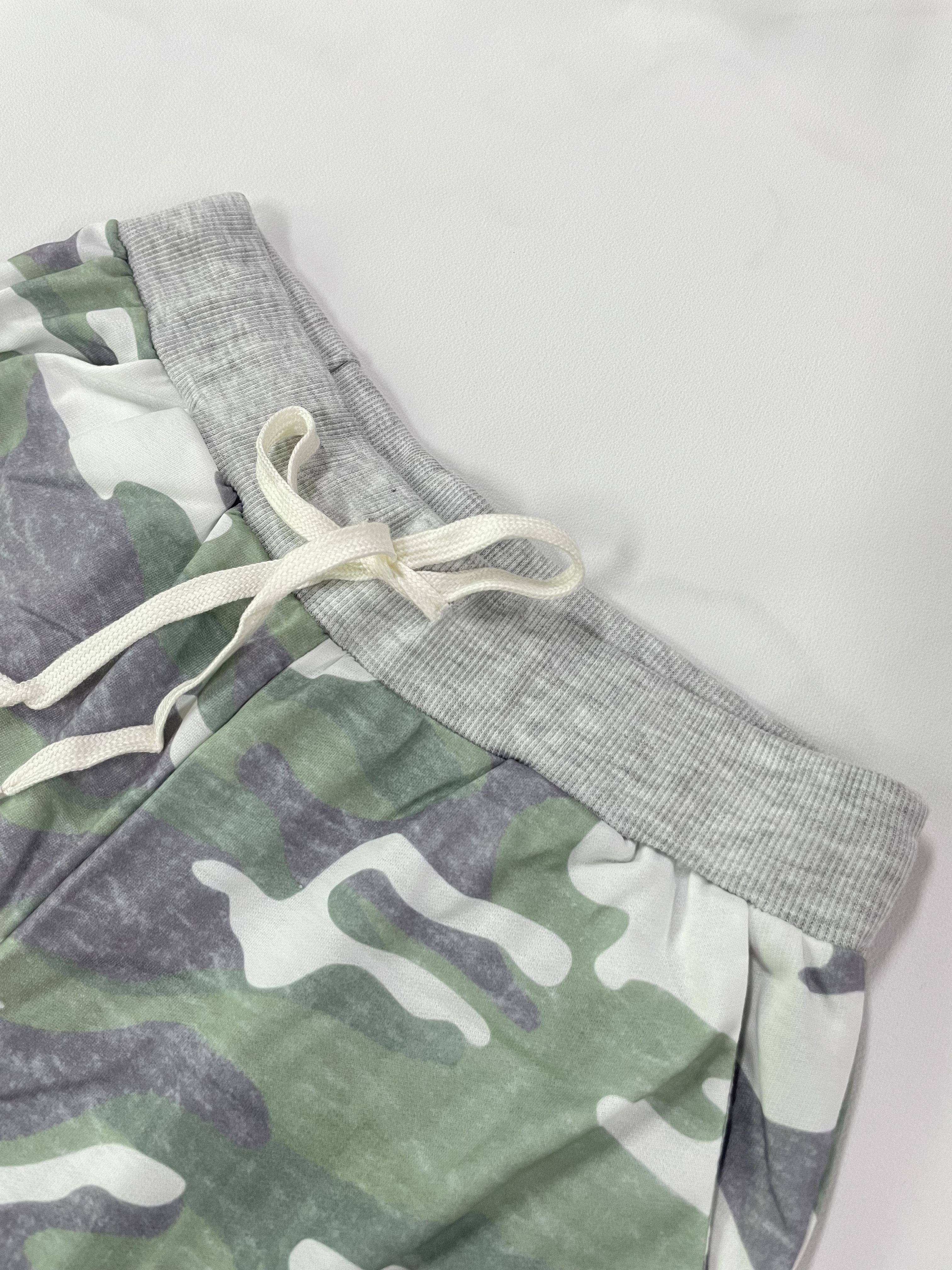 Camouflage Print Drawstring Waist Pants