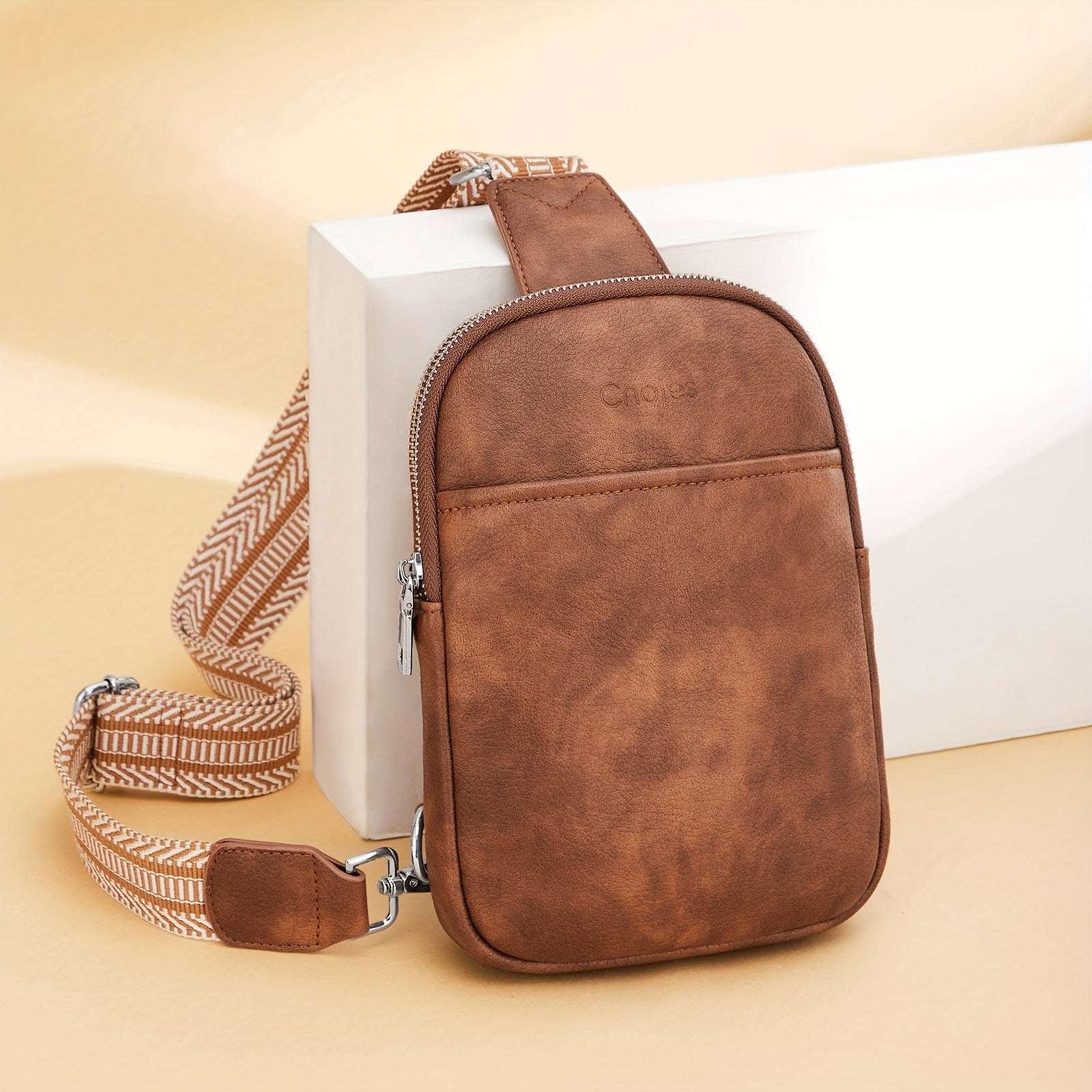 Adjustable Strap With Zipper Crossbody Bag