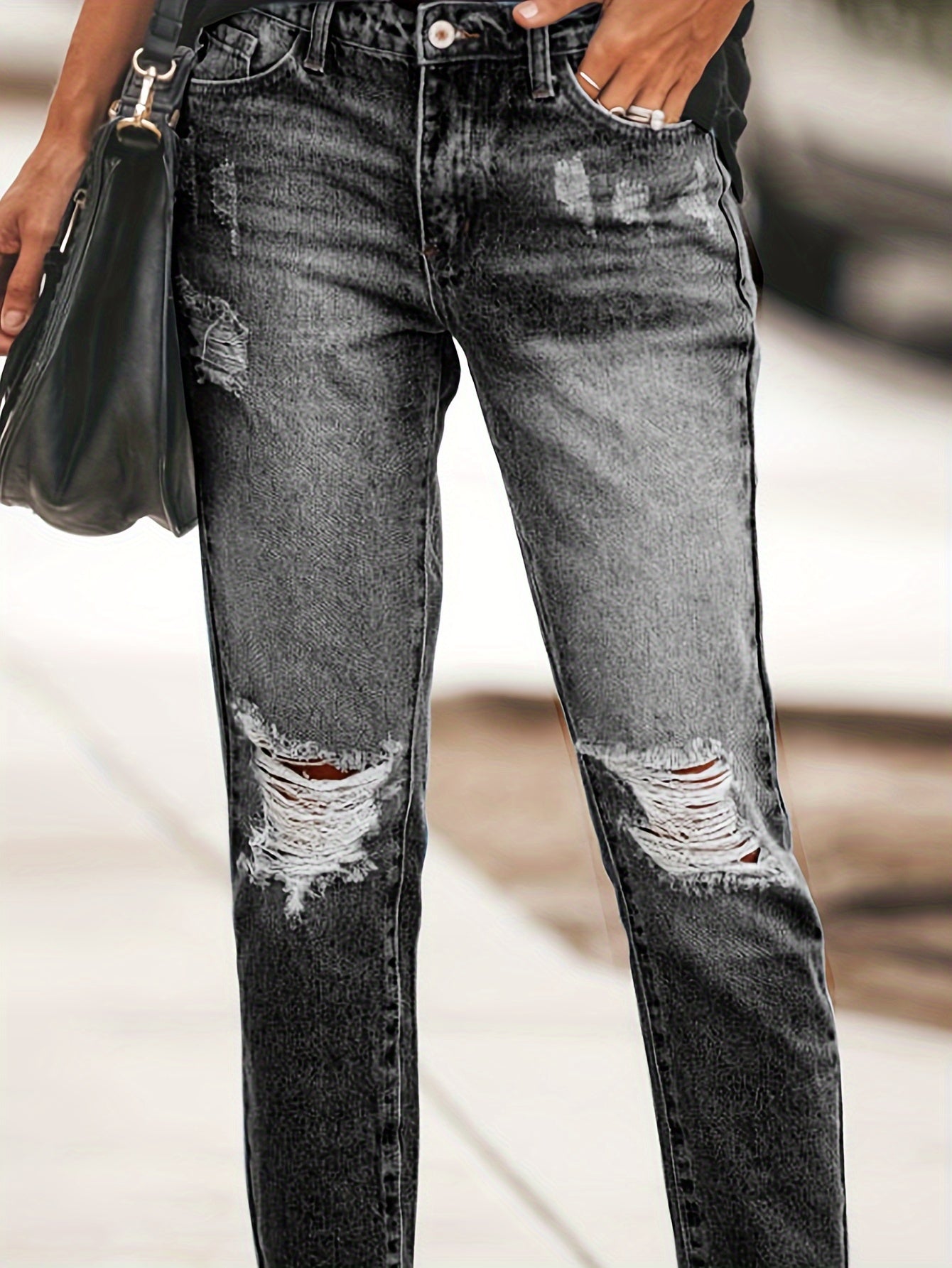 Boyfriend Stretchy Ripped Distressed Denim Pants