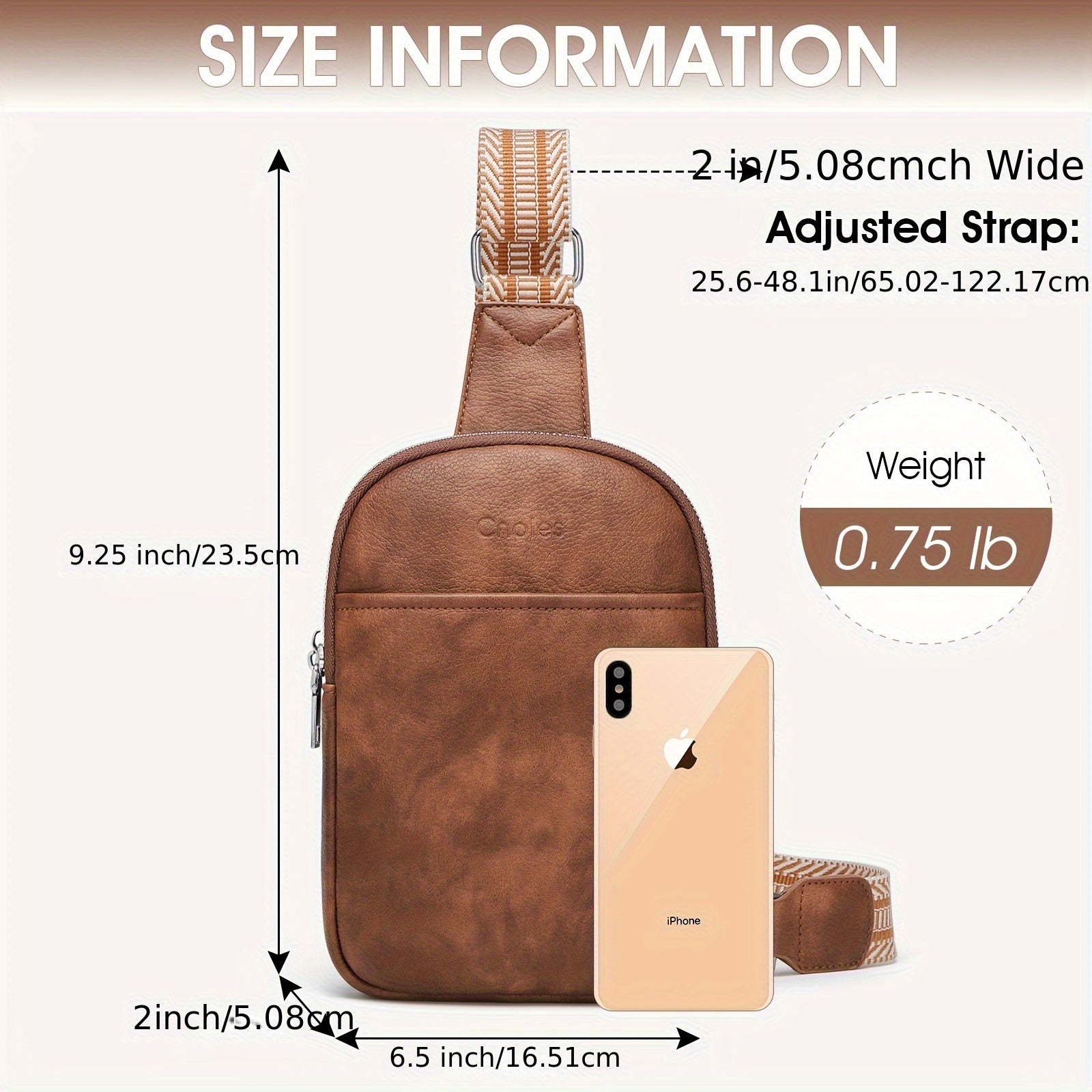 Adjustable Strap With Zipper Crossbody Bag