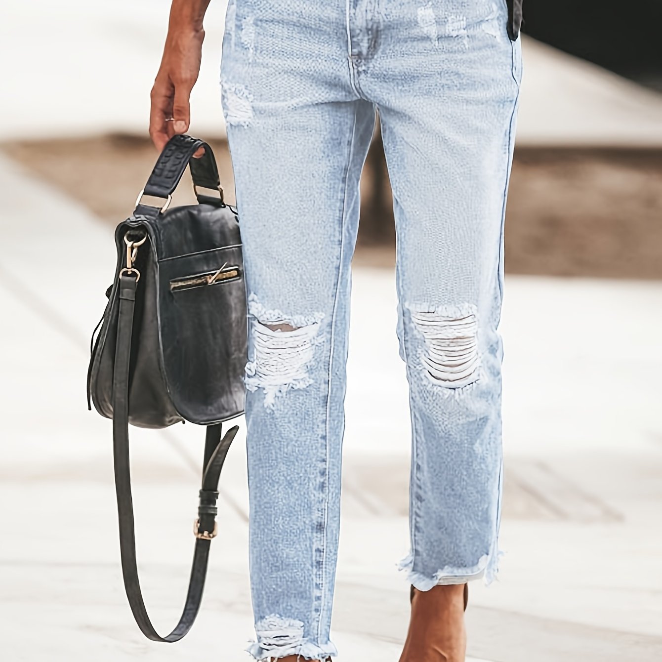 Boyfriend Stretchy Ripped Distressed Denim Pants