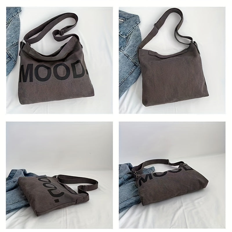 Letter Canvas Crossbody Bag