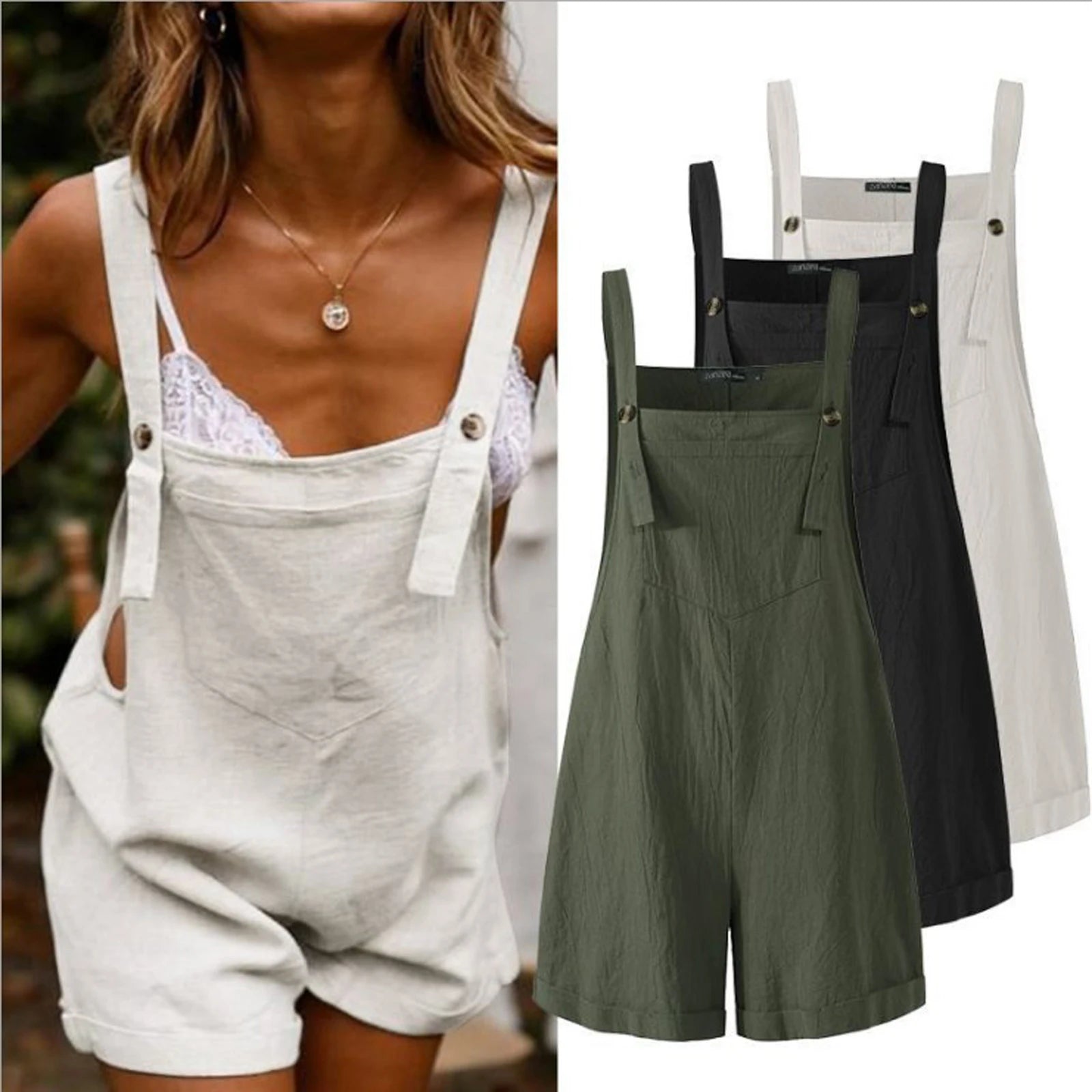 Loose Sleeveless Rompers