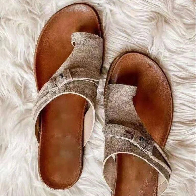 Breathable Soft Leather Slip-on Beach Sandals