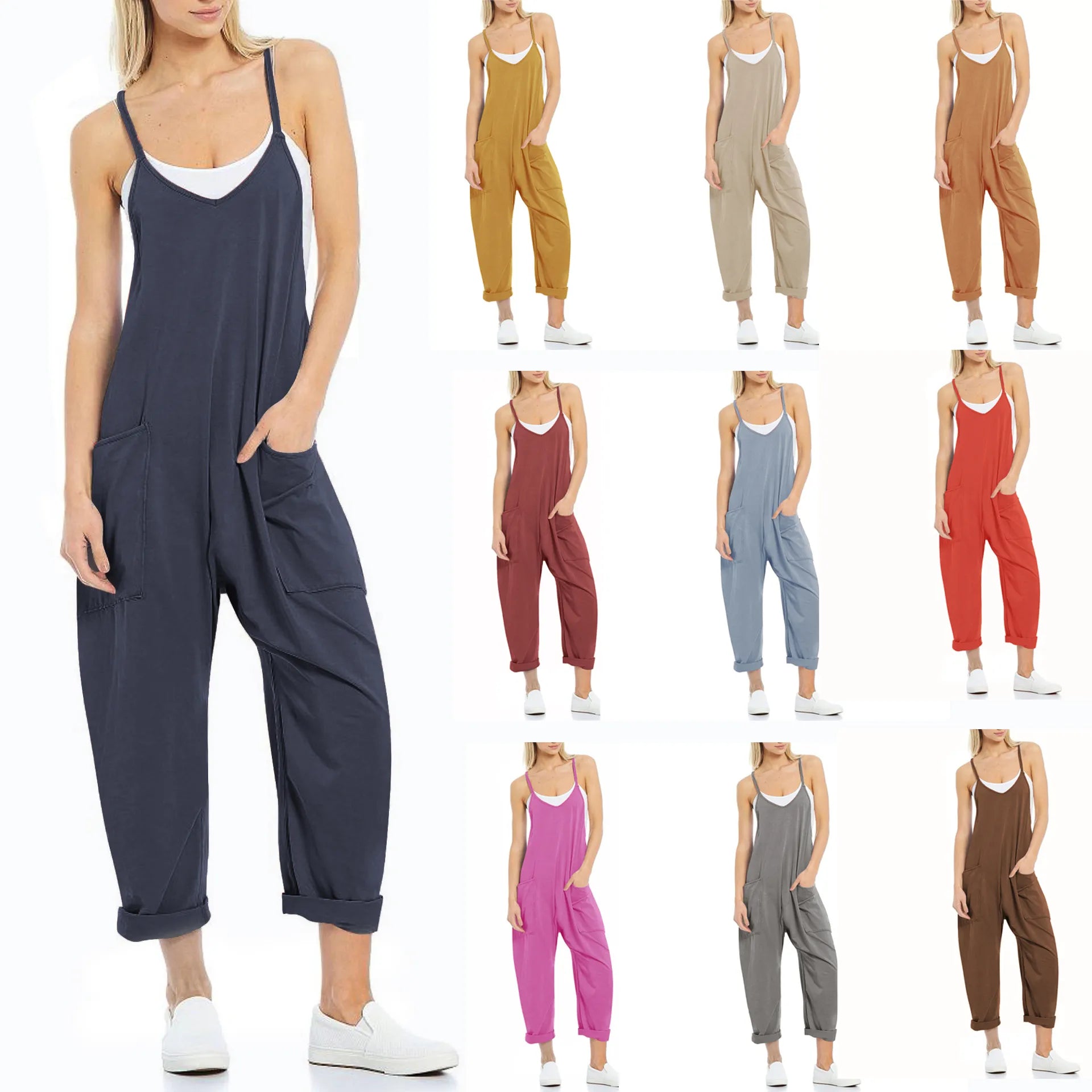 Zipper Pocket Sling Jumpsuit