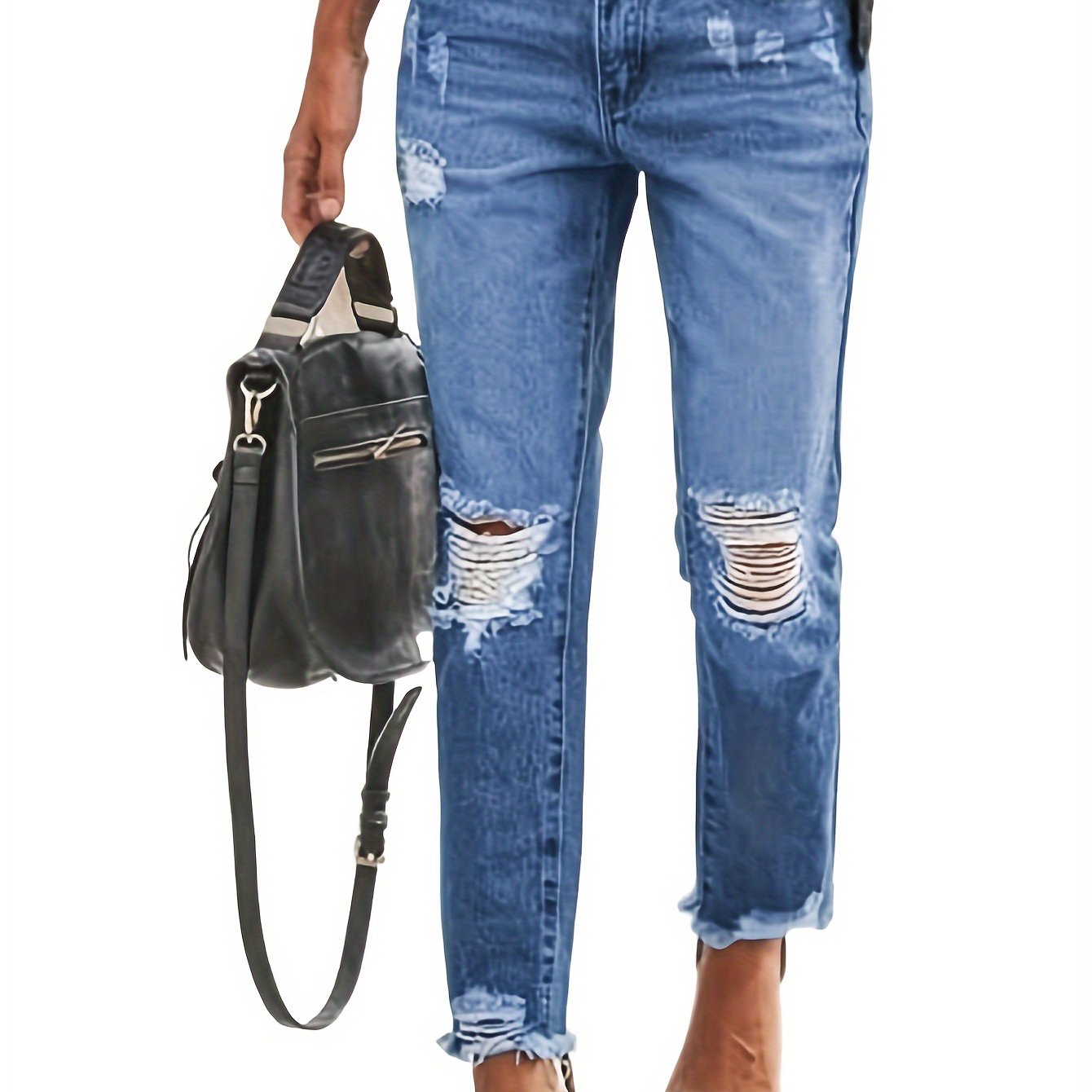 Boyfriend Stretchy Ripped Distressed Denim Pants