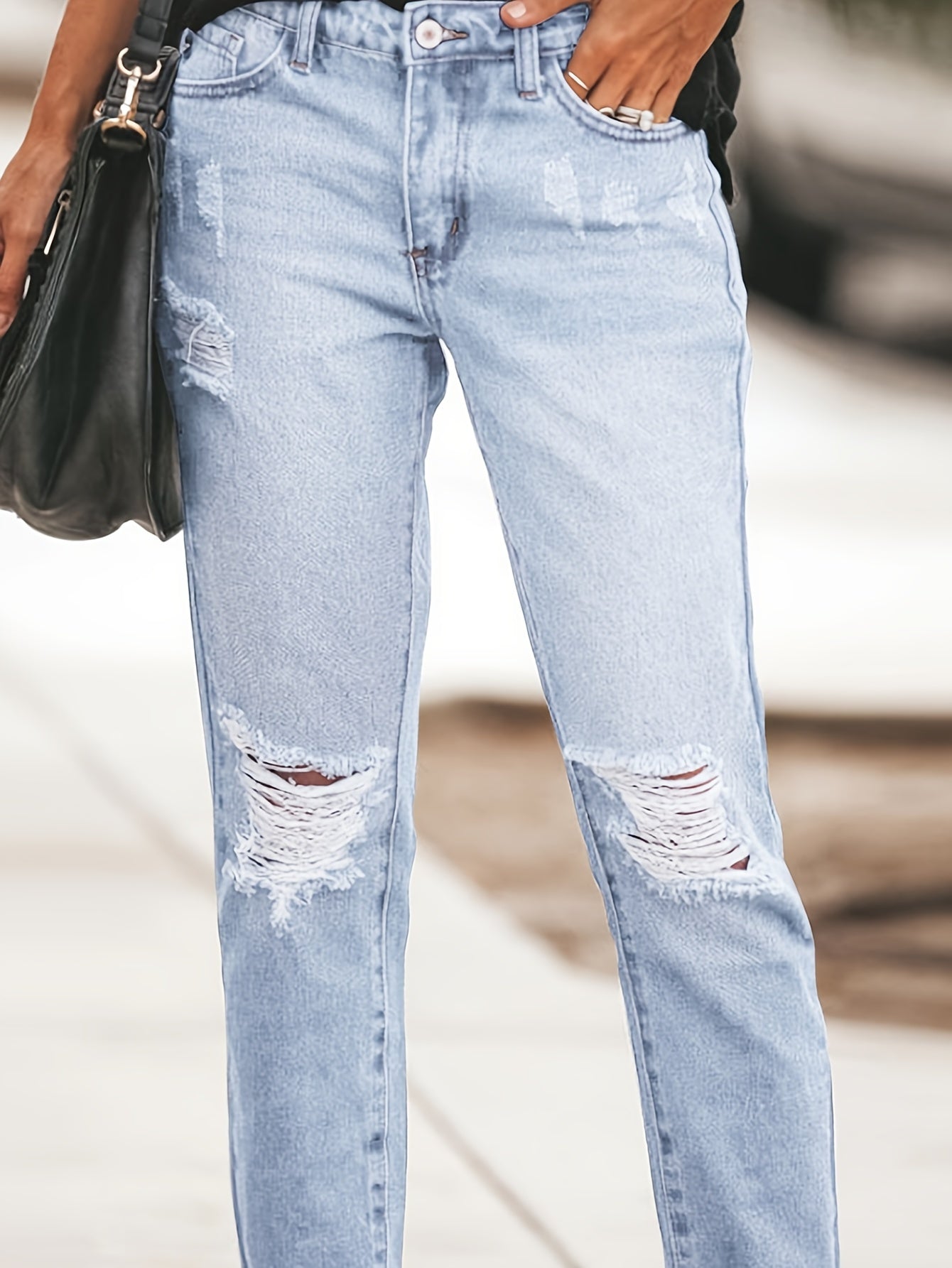 Boyfriend Stretchy Ripped Distressed Denim Pants