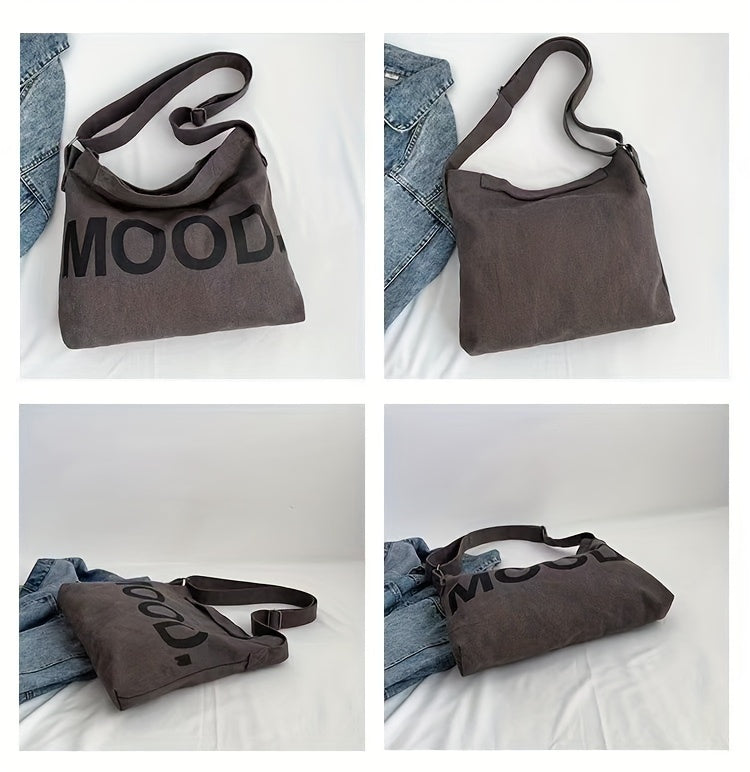 Letter Canvas Crossbody Bag